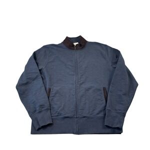 Billy Reid Blue Suede Trim Men's L/S Full Zip Bomber Jacket Size Large